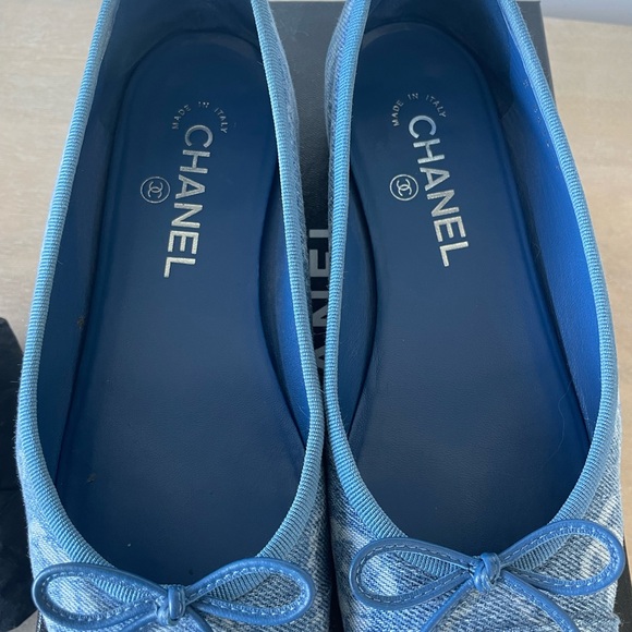 Authentic Chanel Ballet Flats - printed denim size 38 - Picture 8 of 10